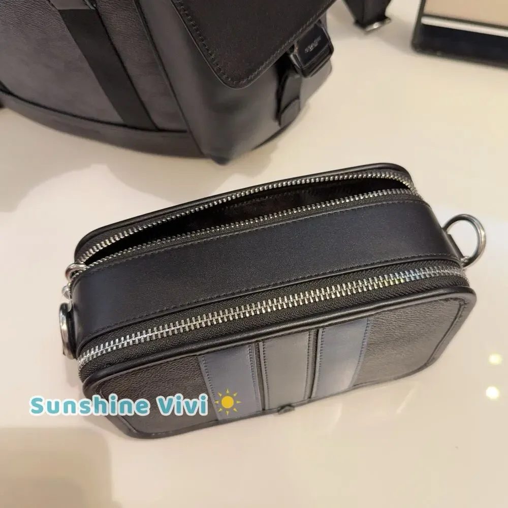 NWT Coach Wyatt Crossbody Bag Signature Canvas Varsity Stripe Black Silver CDP86 - Picture 2 of 6